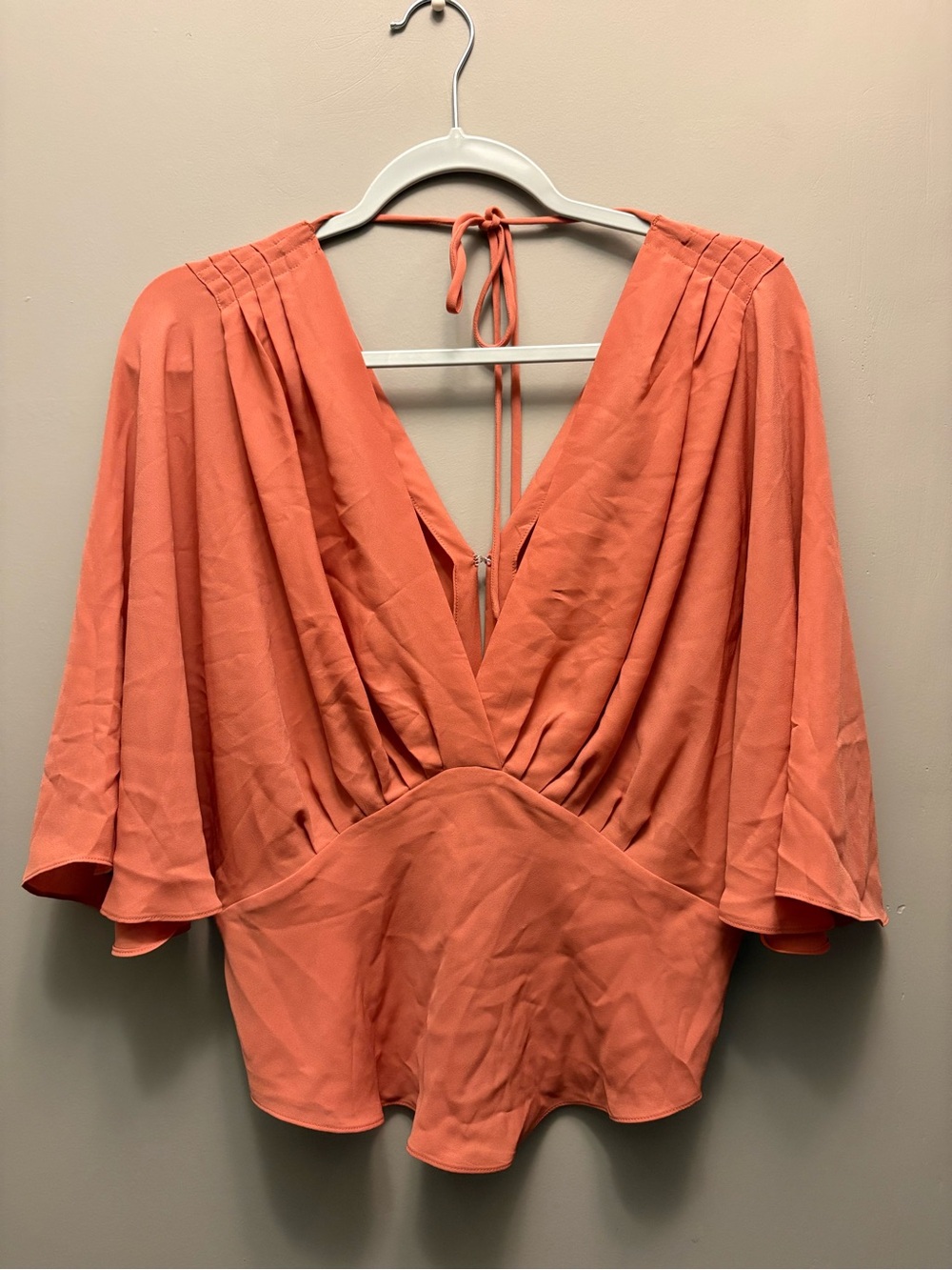 Banana Republic Coral V-Neck Tie-Back Blouse